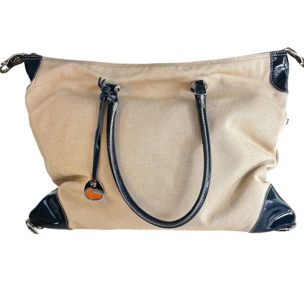 Vintage‎ Dooney & Bourke Made in Italy Canvas Patent Leather Tote Bag